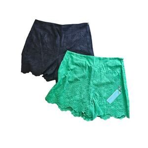 Draper James sz 14 xl 2 pair scalloped embroidered lined shorts green blue